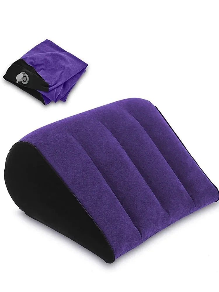 Portable Inflatable Bed Wedge Pillow Flocking Position Support for Couples Night Game Play Comfortable Couples Position Aid